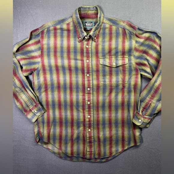 Woolrich Plaid 100% Cotton Long sleeve Button Shirt Mens L Causal VTG Work 1569 - Picture 1 of 7